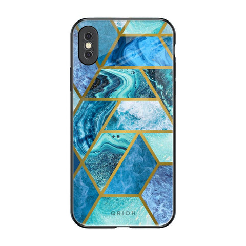 Turquoise Geometrical Marble Glossy Case for iPhone XS Max
