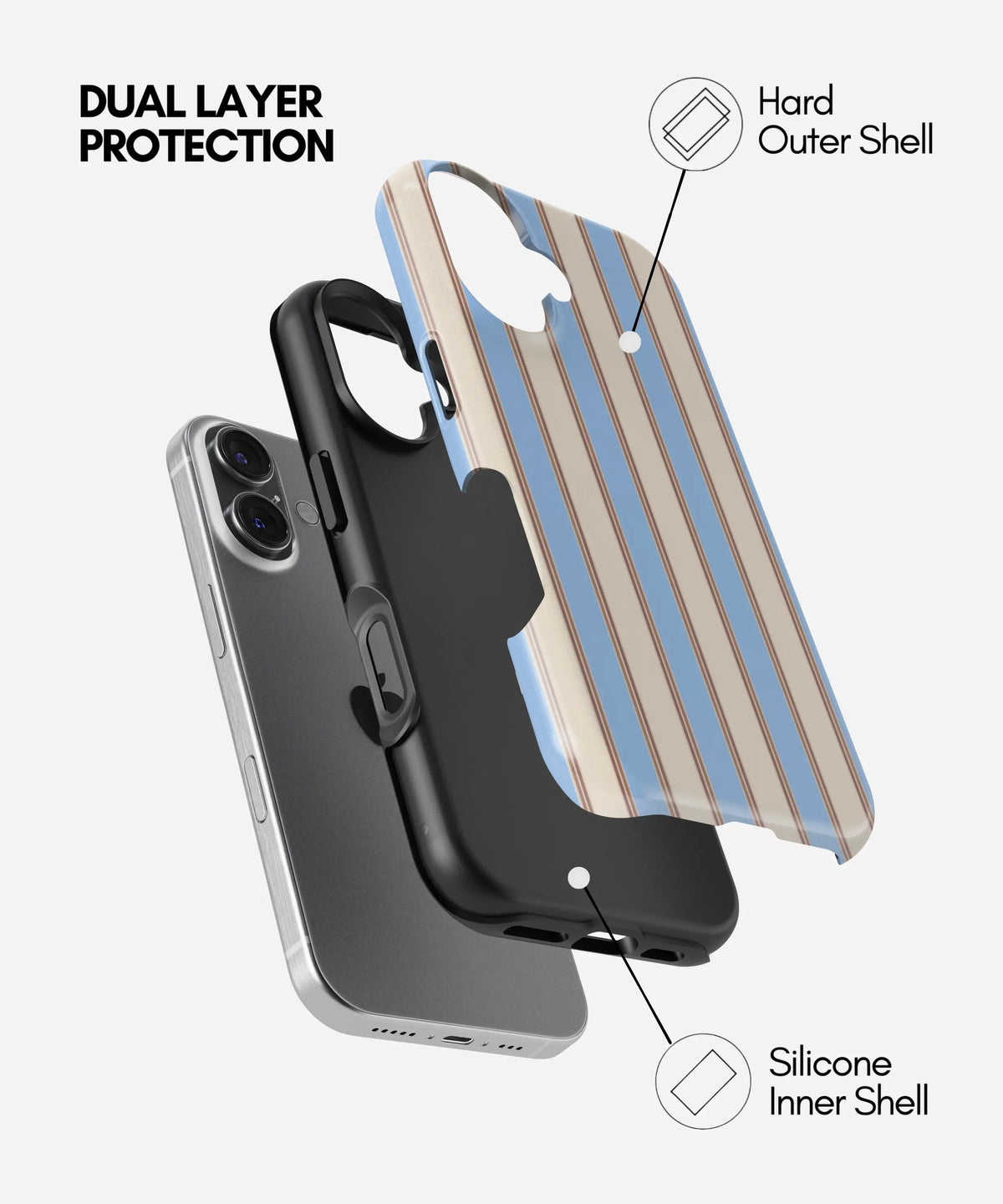 Sailor Cream Stripes Premium Tough Shining Phone Case (Double Layer) Available For All iPhone Models