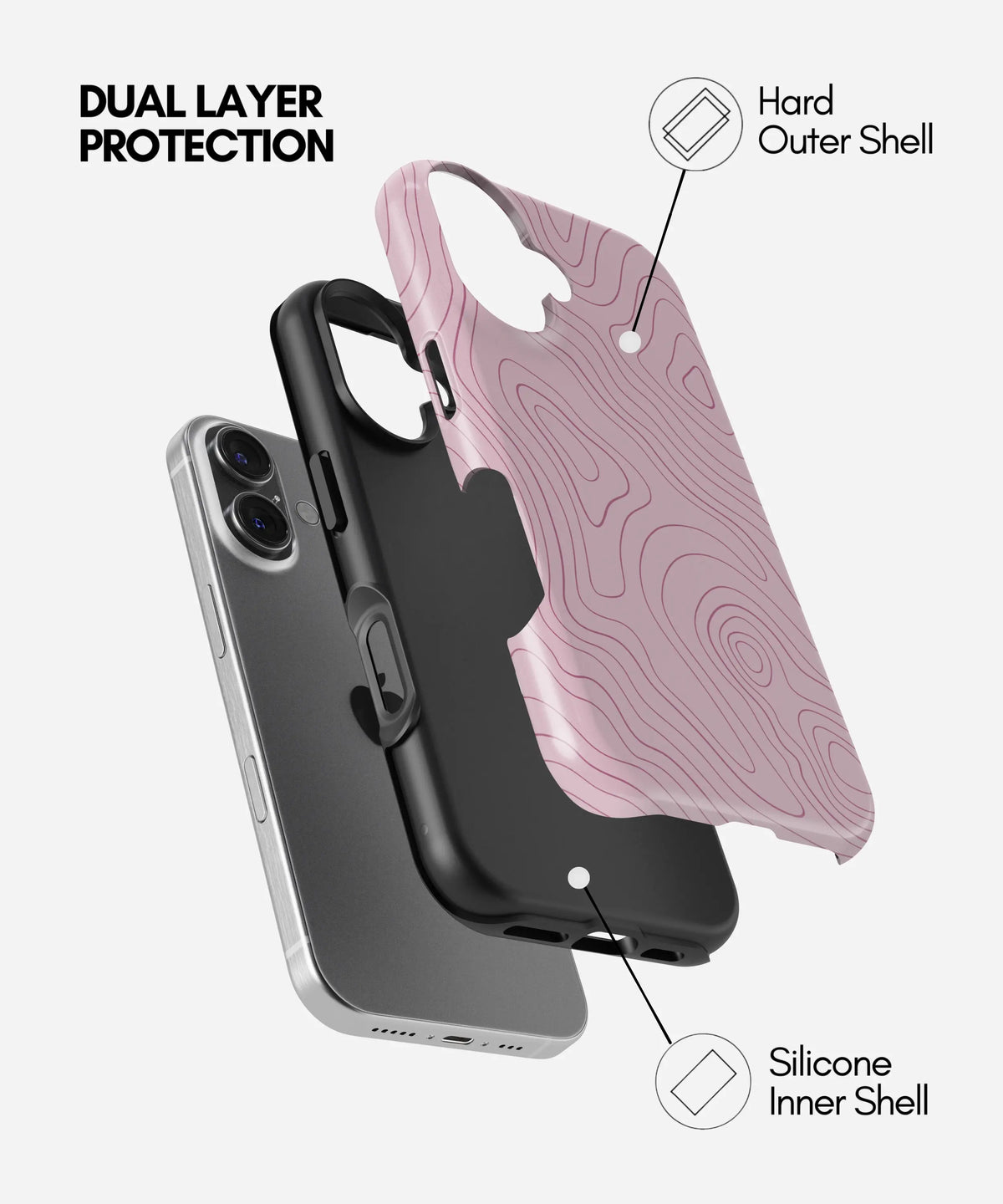 Blush Topo Lines Premium Tough Shining Phone Case (Double Layer) Available For All iPhone Models