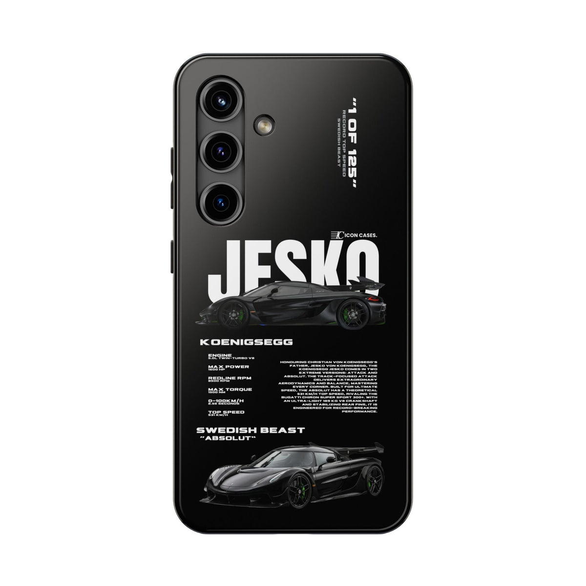 Koenigsegg Jesko Black Premium Tough Shining Phone Case (Double Layer) Available For All iPhone Models