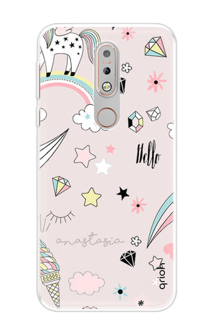 Unicorn Doodle Soft Cover For Nokia 7.1