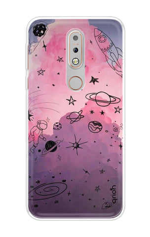 Space Doodles Art Soft Cover For Nokia 7.1