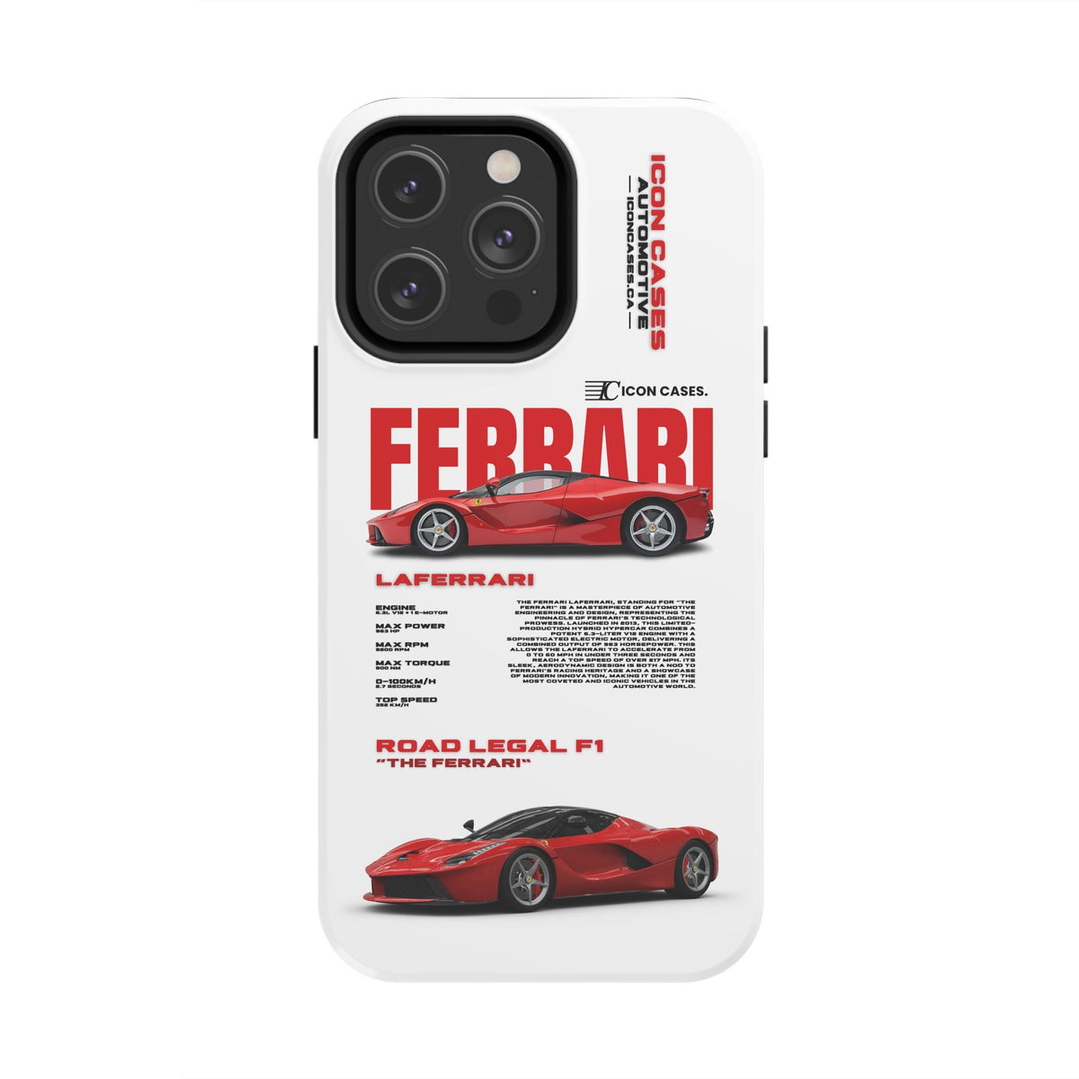 Ferrari LaFerrari White Premium Tough Shining Phone Case (Double Layer) Available For All iPhone Models