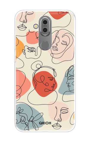 Abstract Faces Soft Cover for Nokia 8.1
