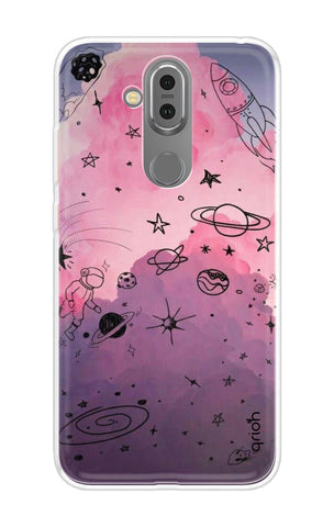 Space Doodles Art Soft Cover For Nokia 8.1