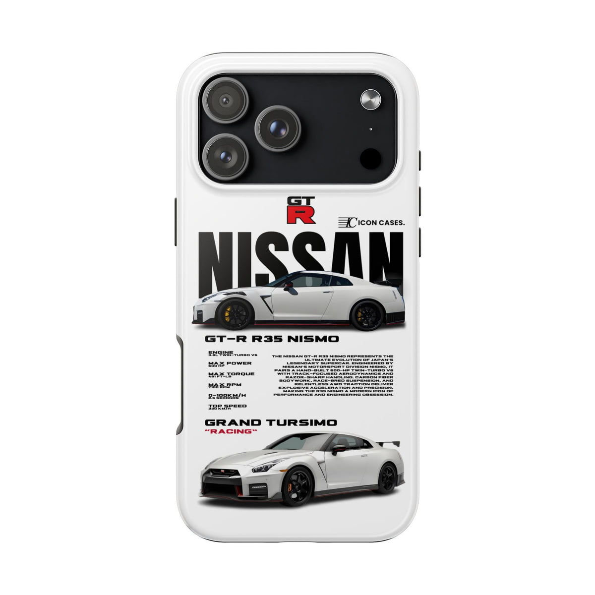 Nissan GT-R R35 White Premium Tough Shining Phone Case (Double Layer) Available For All iPhone Models