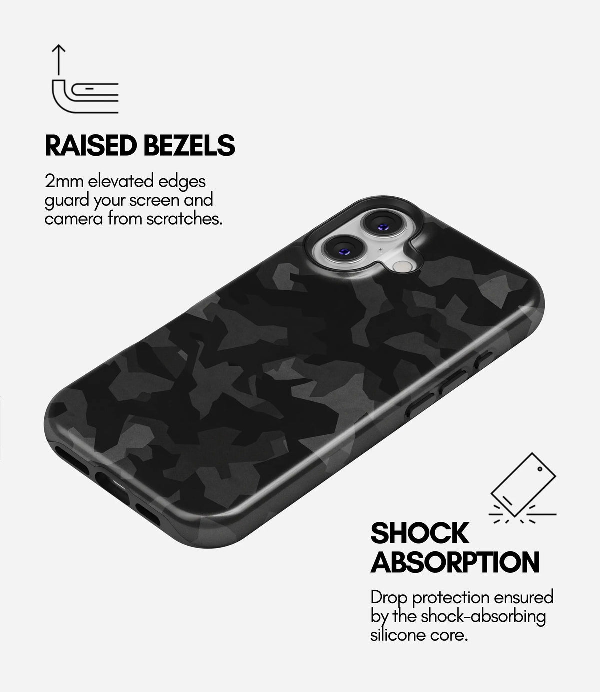 Stealth Night Camo Premium Tough Shining Phone Case (Double Layer) Available For All iPhone Models