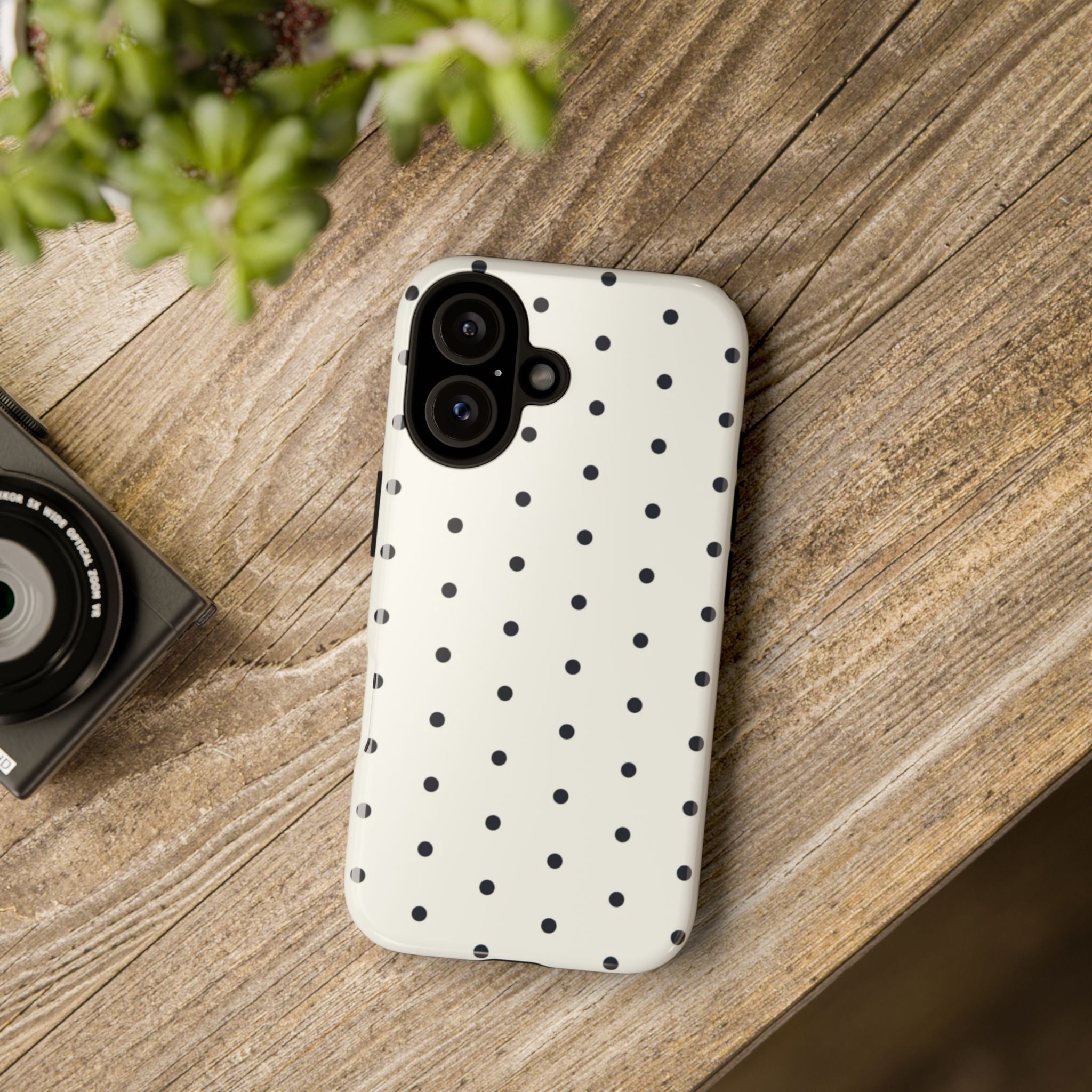 White Polka Dots Tough Case  Available For All iPhone Models