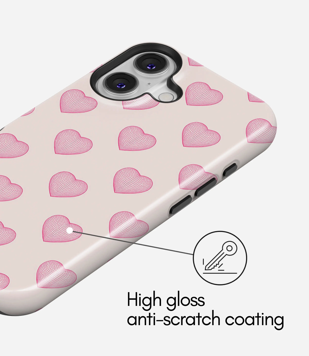Heart Grid Premium Tough Shining Phone Case (Double Layer) Available For All iPhone Models