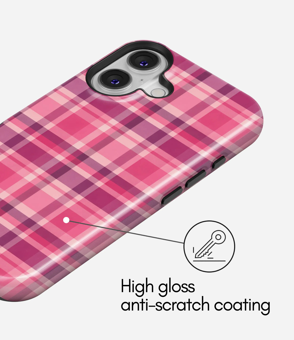 Pink Plaid Harmony Premium Tough Shining Phone Case (Double Layer) Available For All iPhone Models