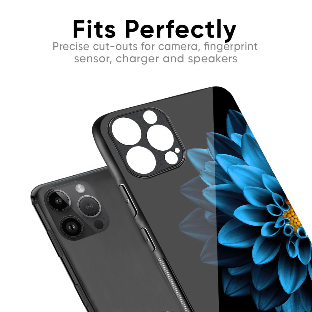 Half Blue Flower Glass Case for iPhone 17 Pro Max