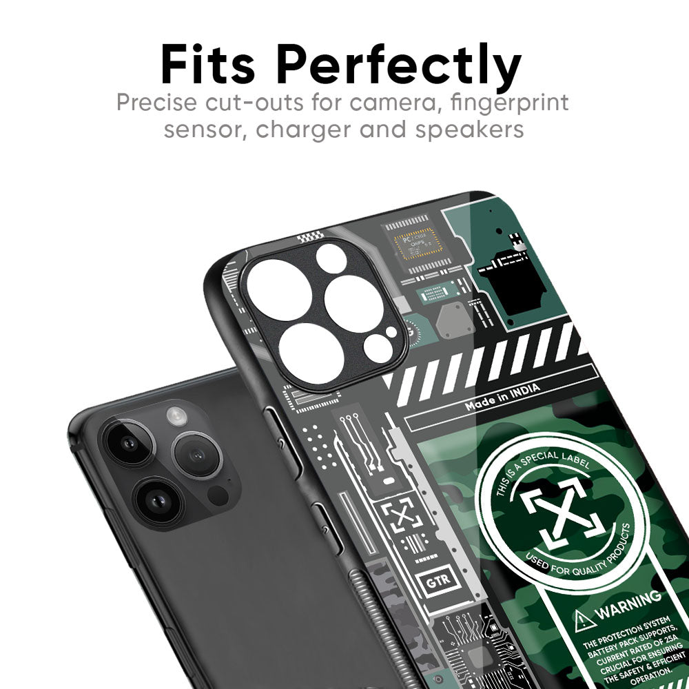 Green Camo Circuit Glass Case for iPhone 17 Pro Max