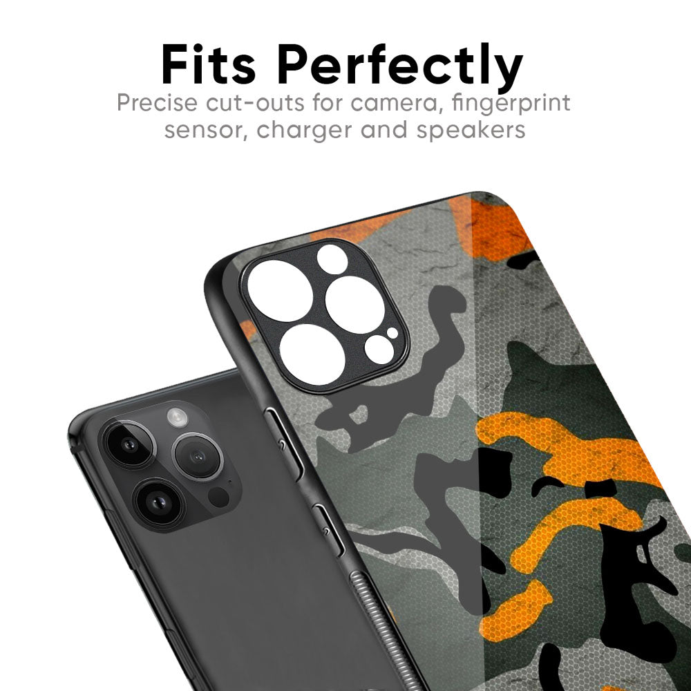 Camouflage Orange Glass Case For iPhone 17 Pro Max