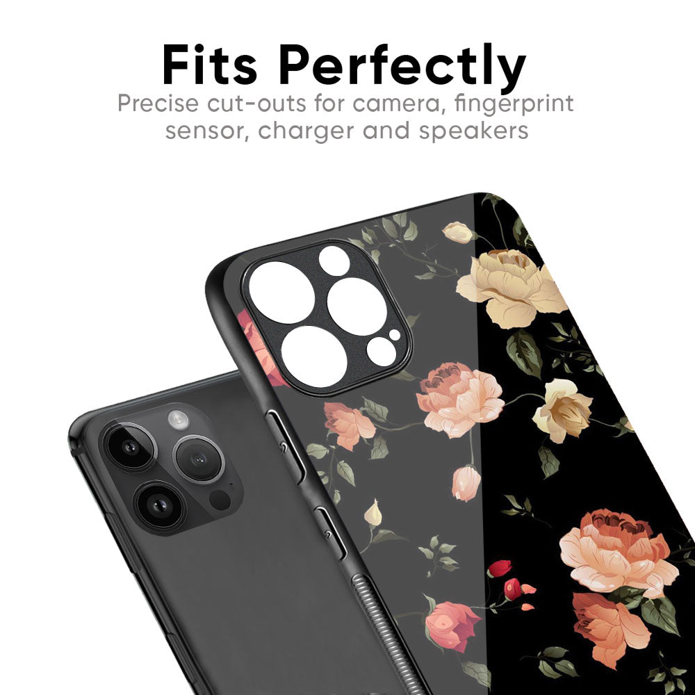 Black Spring Floral Glass Case for iPhone 17 Pro Max