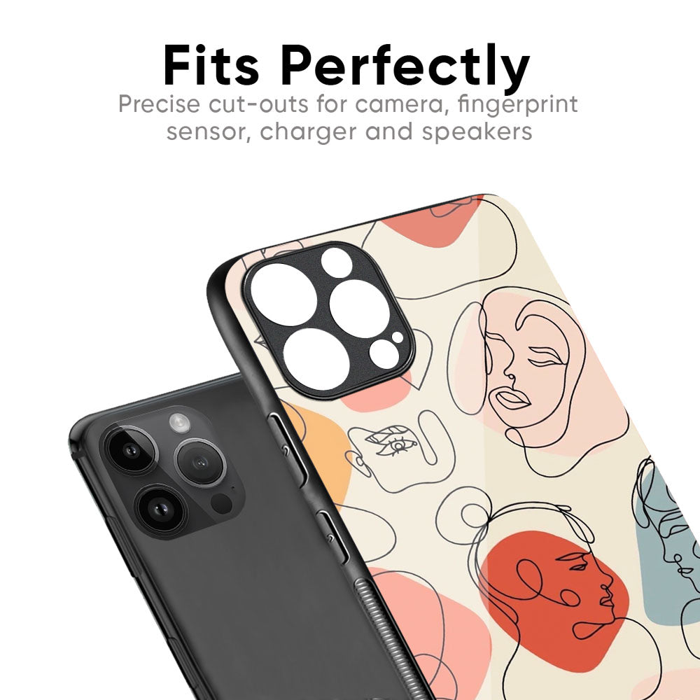 Abstract Faces Glass Case for iPhone 17 Pro Max