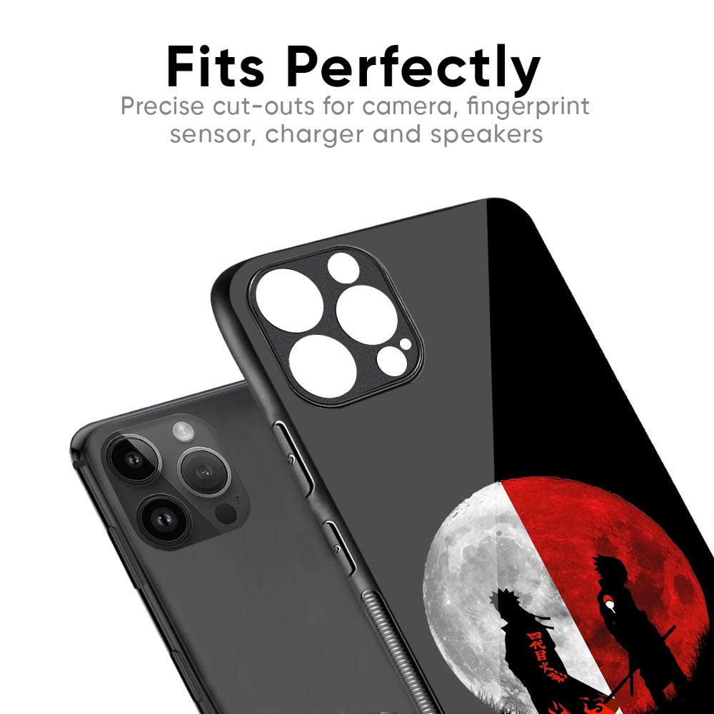 Anime Red Moon Glass Case for iPhone 17 Pro Max