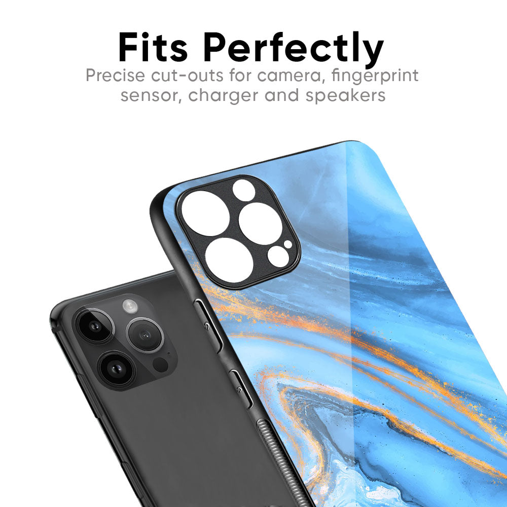 Vibrant Blue Marble Glass Case for iPhone 17 Pro Max