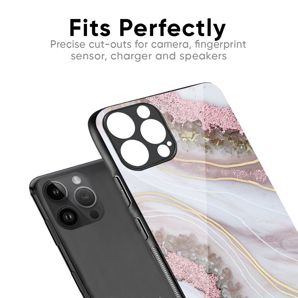 Pink & Gold Gllitter Marble Glass Case for iPhone 17 Pro Max