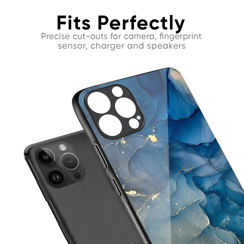 Blue Cool Marble Glass Case for iPhone 17 Pro Max