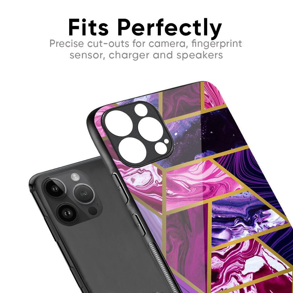 Electroplated Geometric Marble Glass Case for iPhone 17 Pro Max