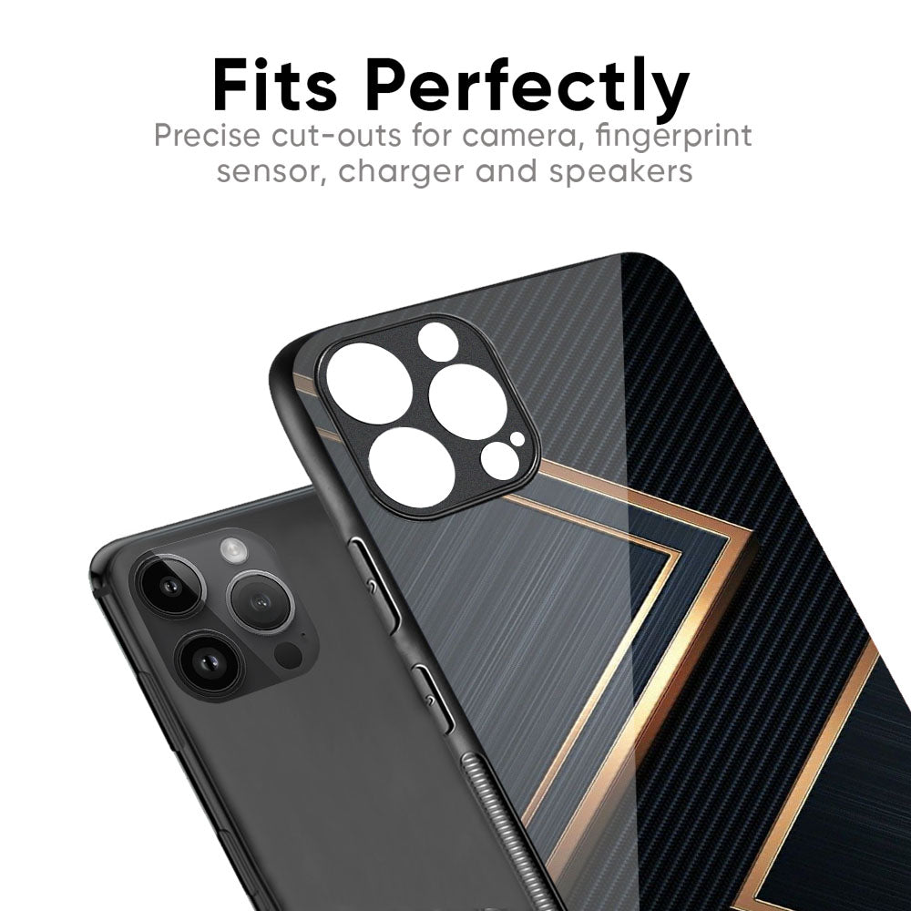 Sleek Golden & Navy Glass Case for iPhone 17 Pro Max