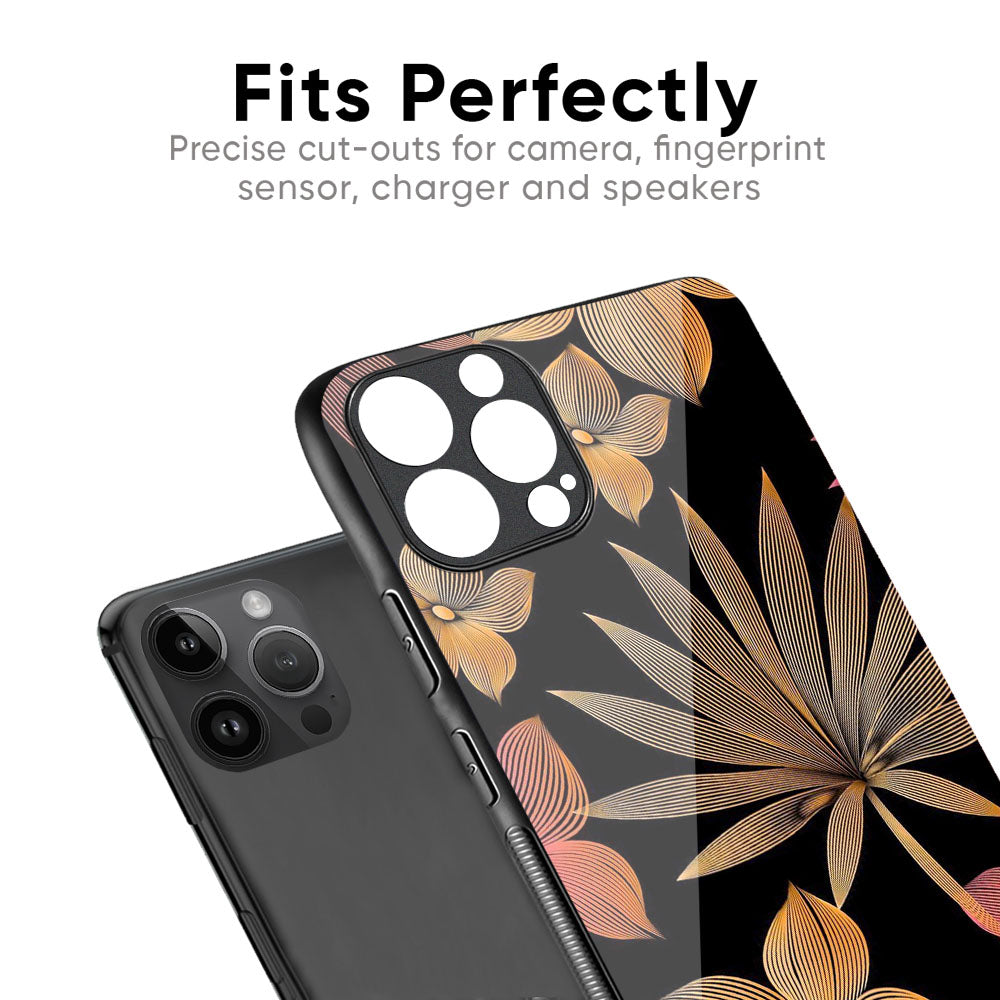 Lines Pattern Flowers Glass Case for iPhone 17 Pro Max