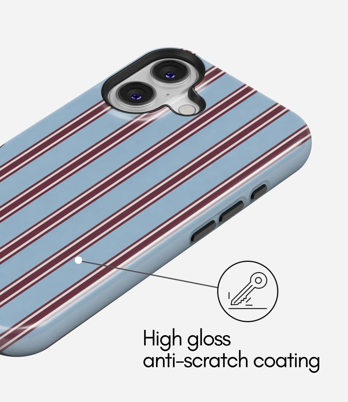 Bordeaux Stripe Premium Tough Shining Phone Case (Double Layer) Available For All iPhone Models