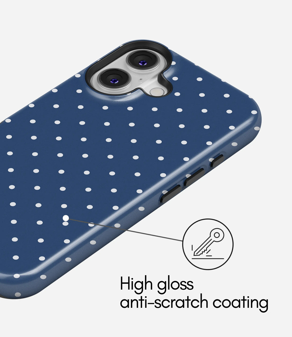 Dot Navy Premium Tough Shining Phone Case (Double Layer) Available For All iPhone Models
