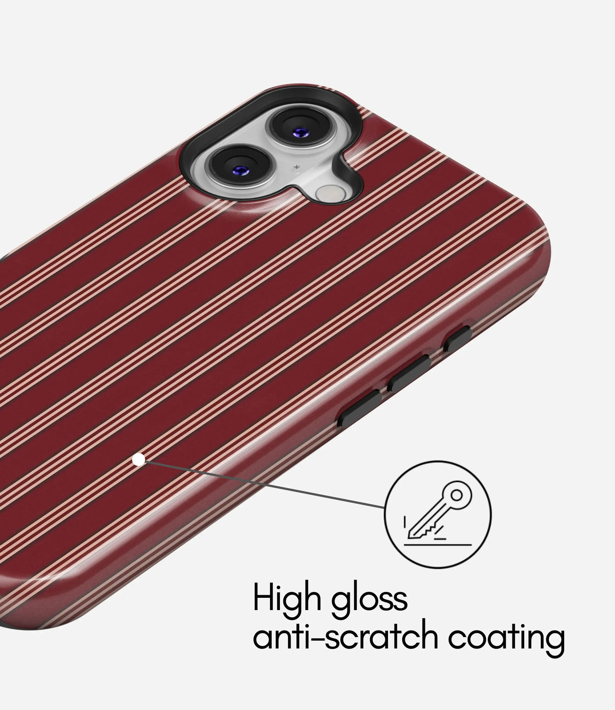Burgundy Luxe Lines Premium Tough Shining Phone Case (Double Layer) Available For All iPhone Models