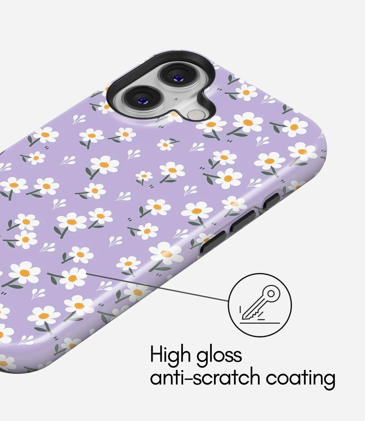 Lavender Daisy Bloom Premium Tough Shining Phone Case (Double Layer) Available For All iPhone Models