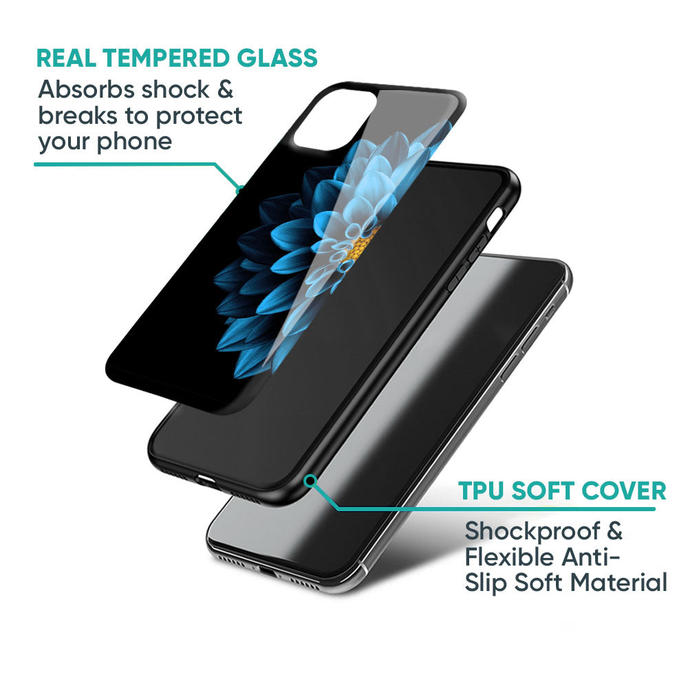 Half Blue Flower Glass Case for iPhone 17 Pro Max