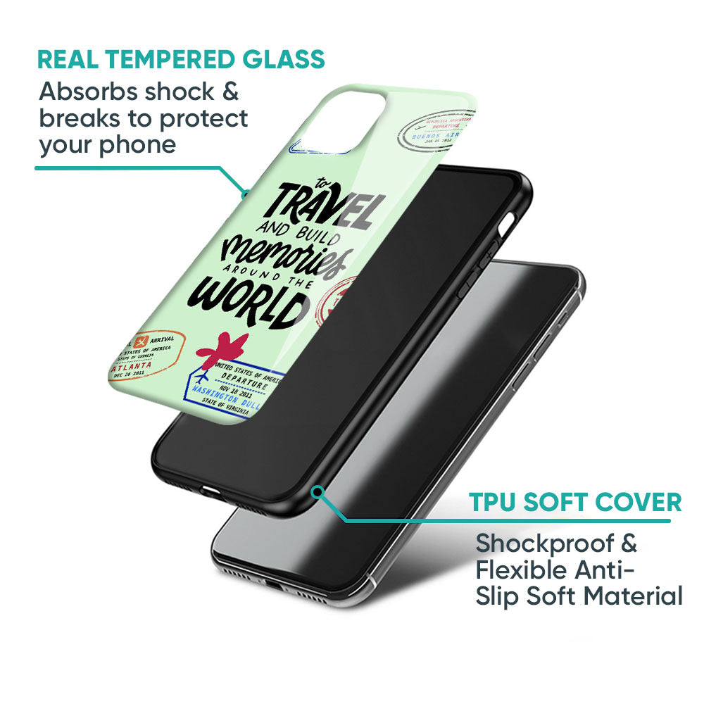 Travel Stamps Glass Case for iPhone 17 Pro Max