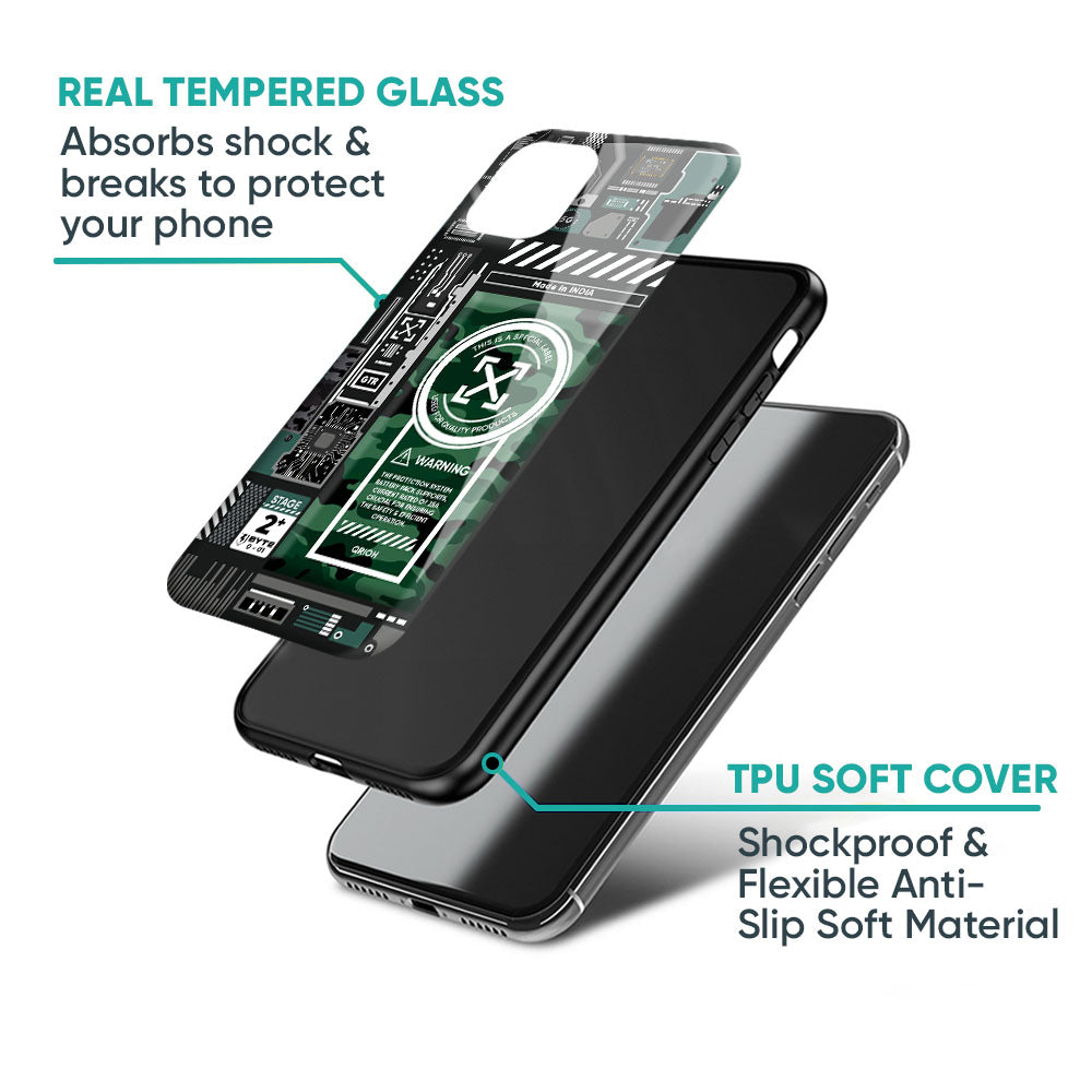 Green Camo Circuit Glass Case for iPhone 17 Pro Max