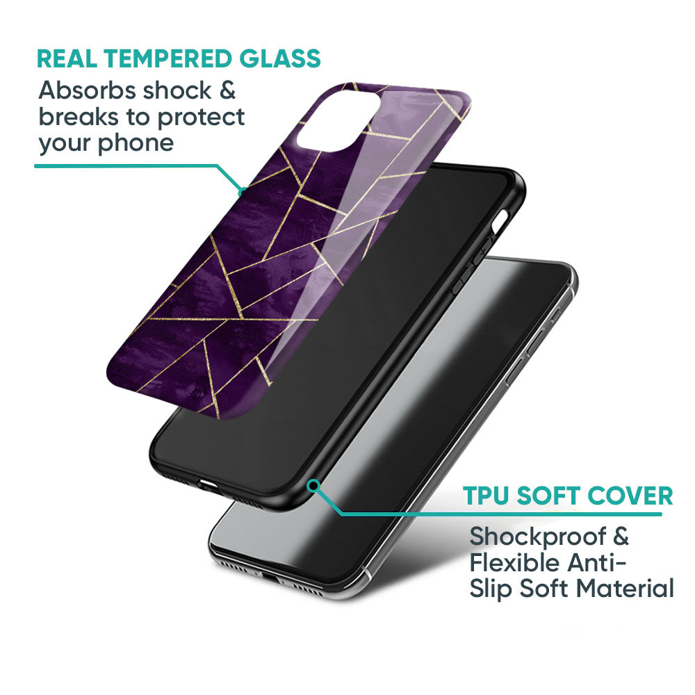 Geometric Purple Glass Case For iPhone 17 Pro Max