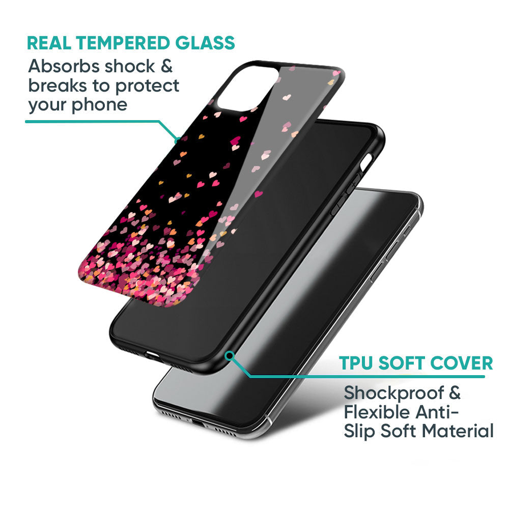 Heart Rain Fall Glass Case For iPhone 17 Pro Max