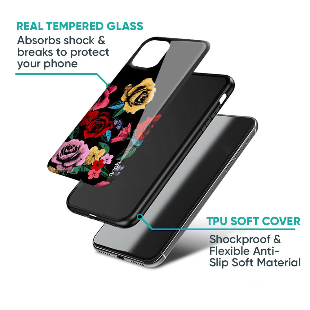 Floral Decorative Glass Case For iPhone 17 Pro Max