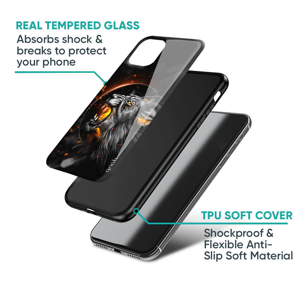 Aggressive Lion Glass Case for iPhone 17 Pro Max