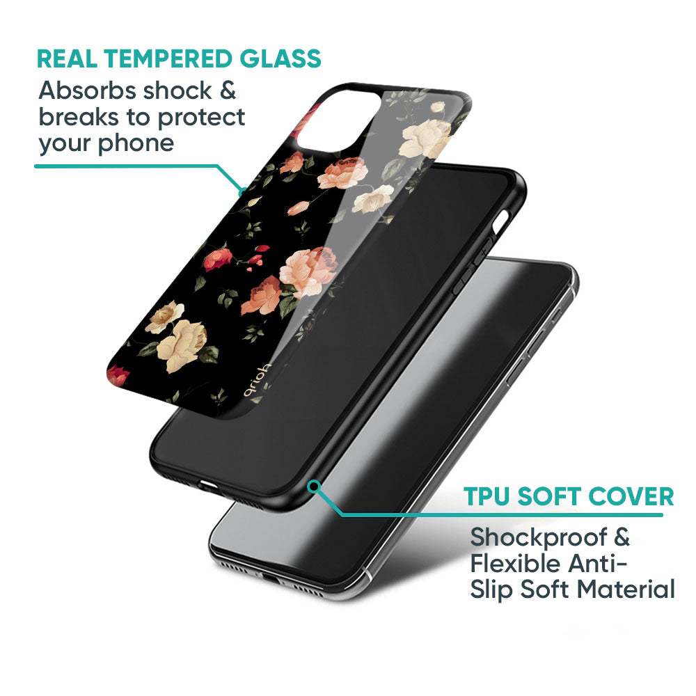 Black Spring Floral Glass Case for iPhone 17 Pro Max