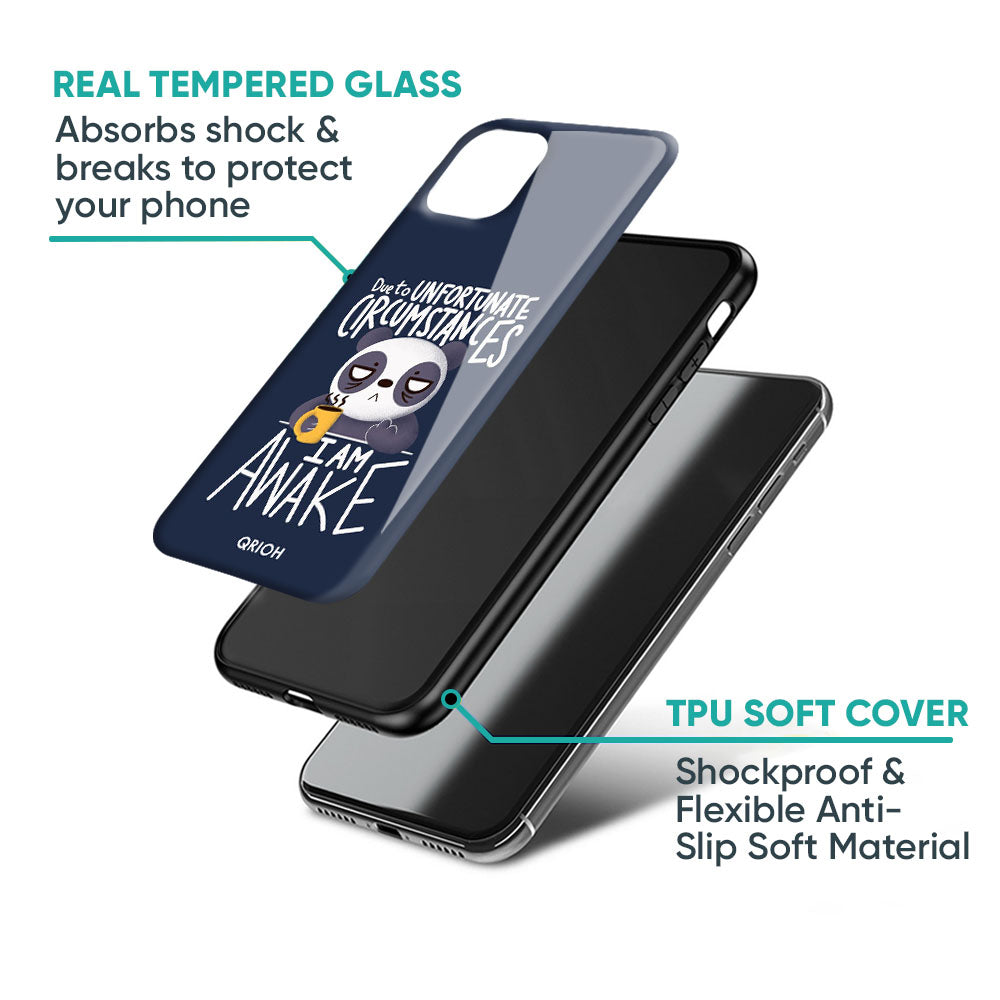 Struggling Panda Glass Case for iPhone 17 Pro Max