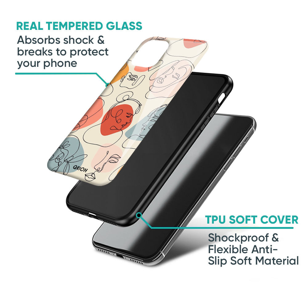 Abstract Faces Glass Case for iPhone 17 Pro Max