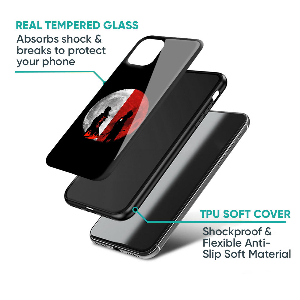 Anime Red Moon Glass Case for iPhone 17 Pro Max