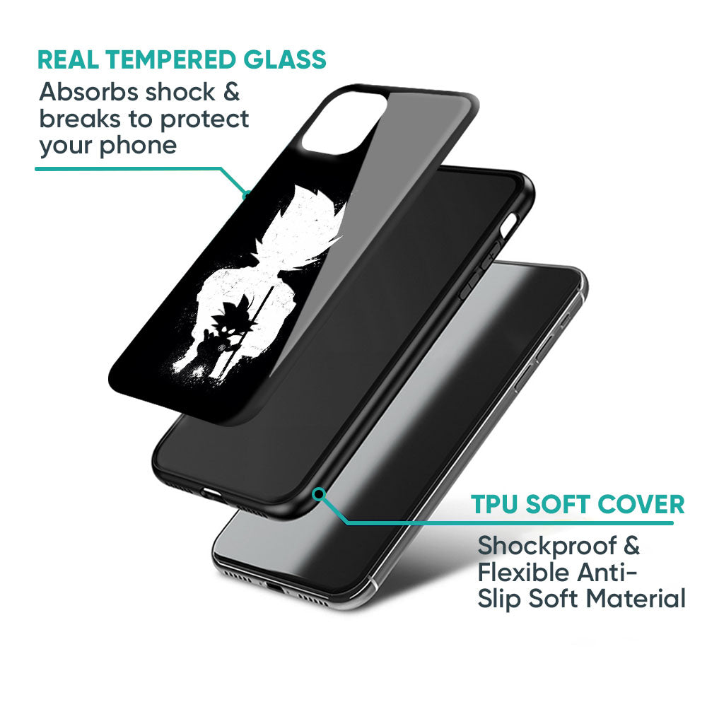 Monochrome Goku Glass Case for iPhone 17 Pro Max