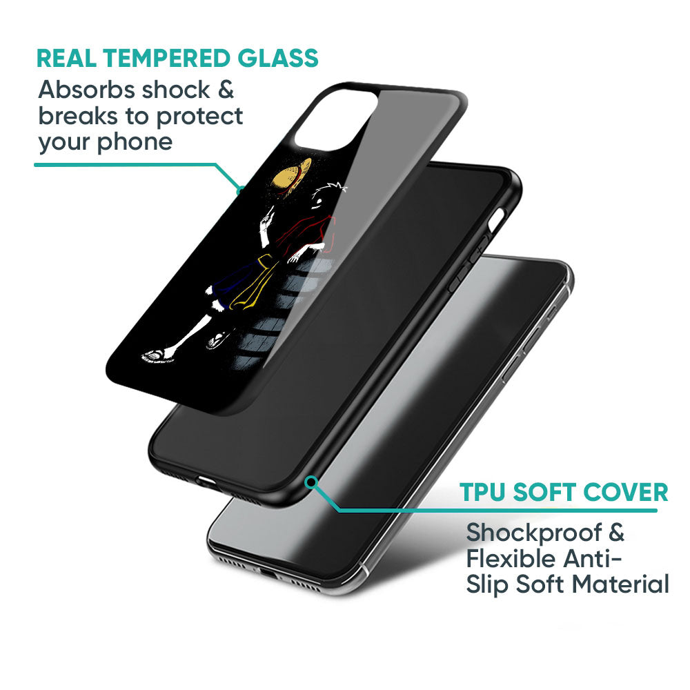 Luffy Line Art Glass Case for iPhone 17 Pro Max
