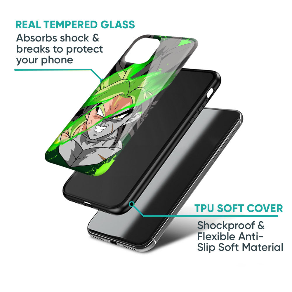 Anime Green Splash Glass Case for iPhone 17 Pro Max