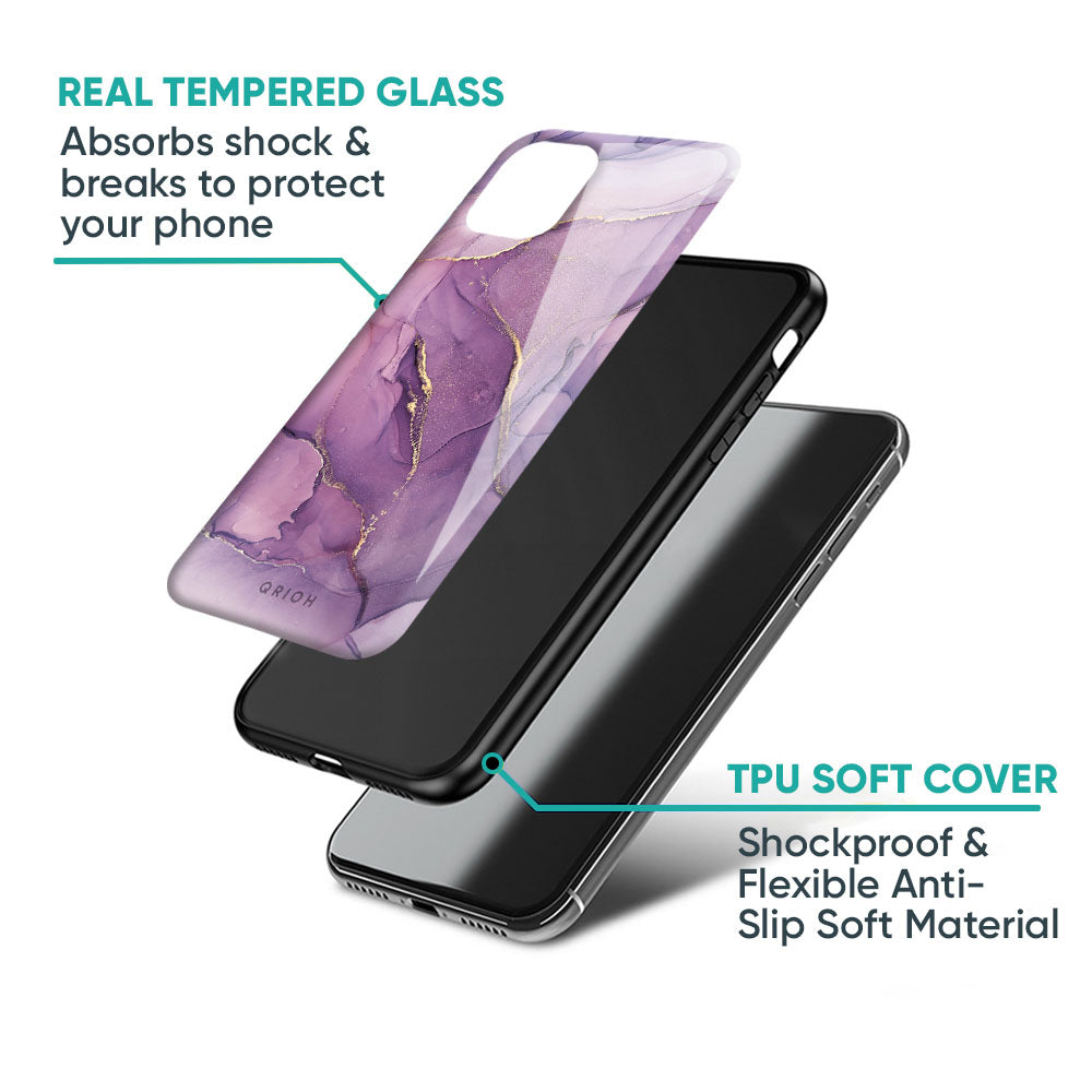 Purple Gold Marble Glass Case for iPhone 17 Pro Max
