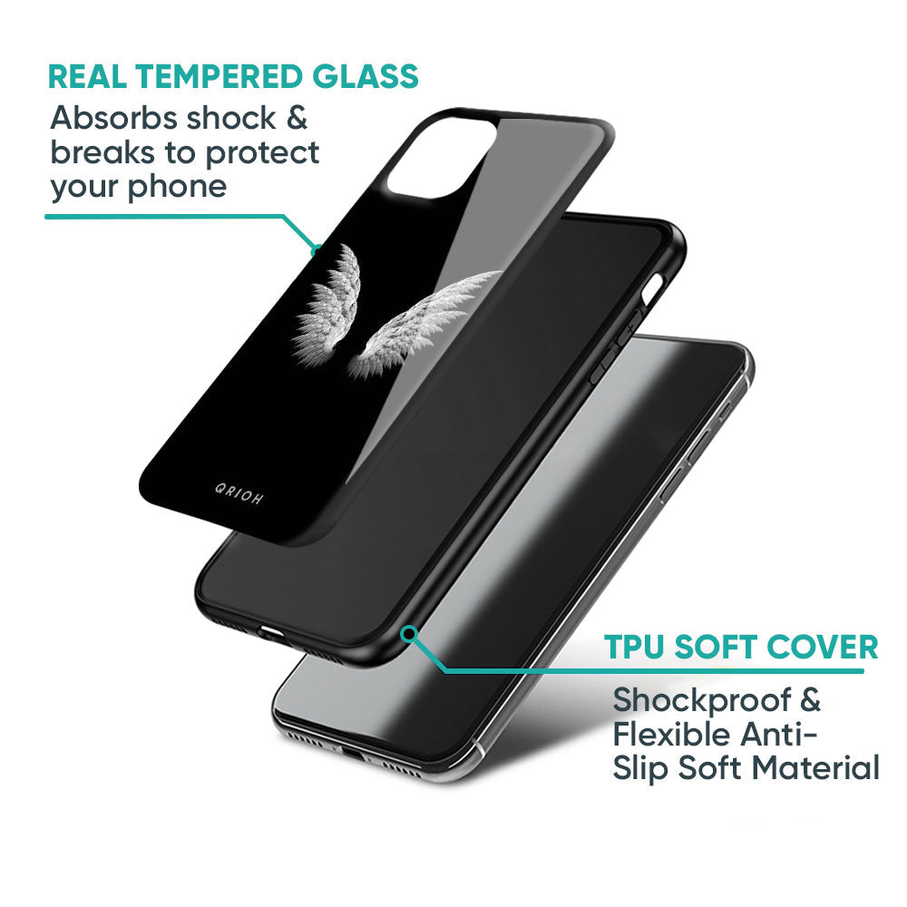 White Angel Wings Glass Case for iPhone 17 Pro Max