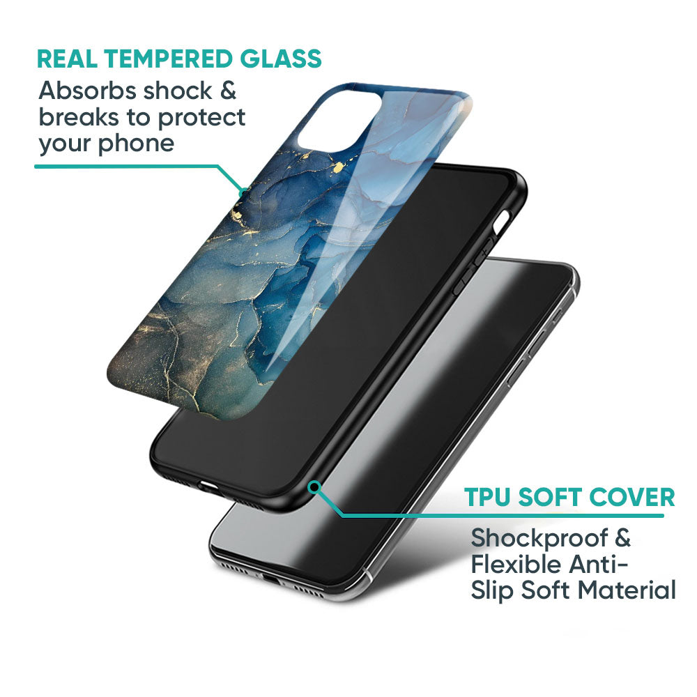 Blue Cool Marble Glass Case for iPhone 17 Pro Max