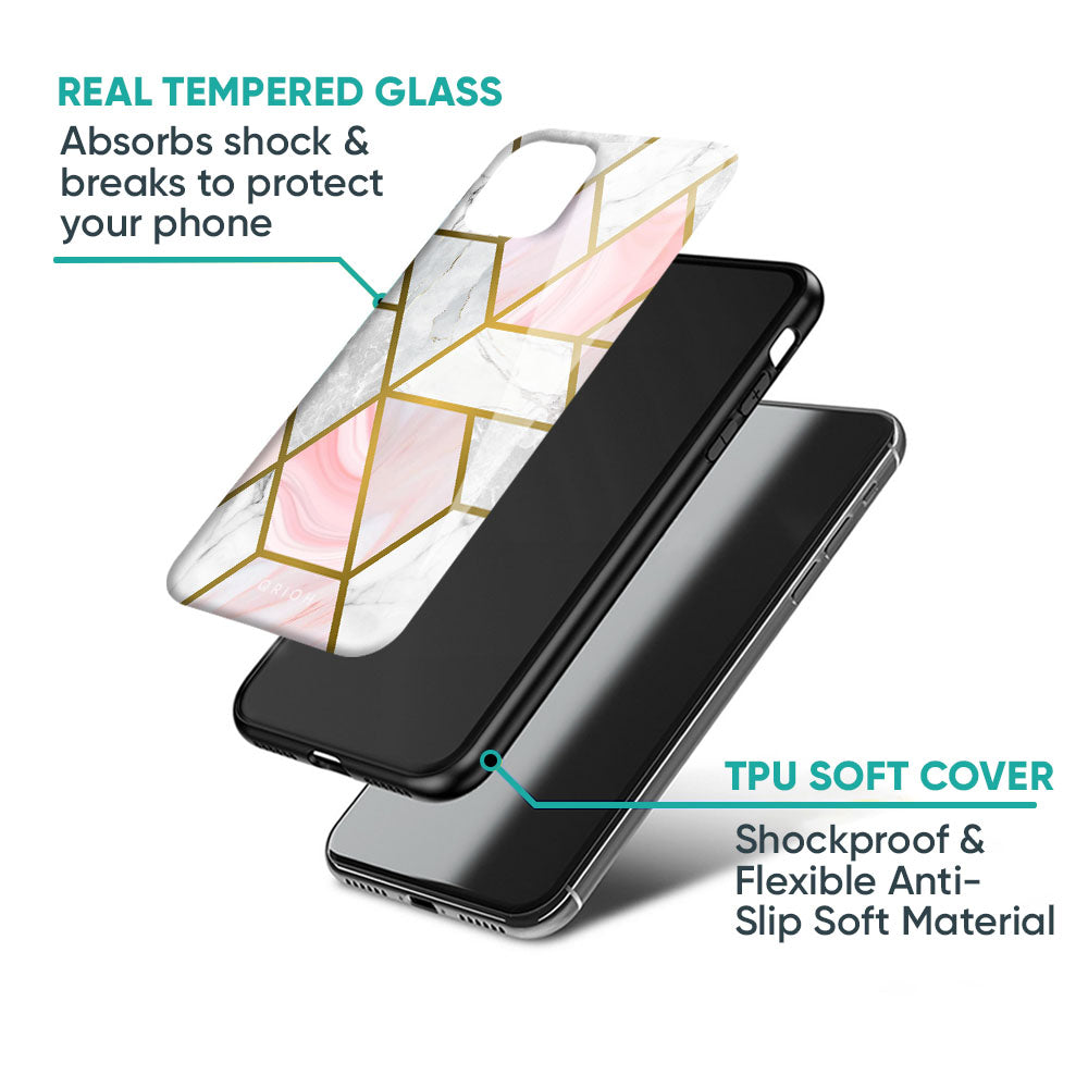 Geometrical Marble Glass Case for iPhone 17 Pro Max