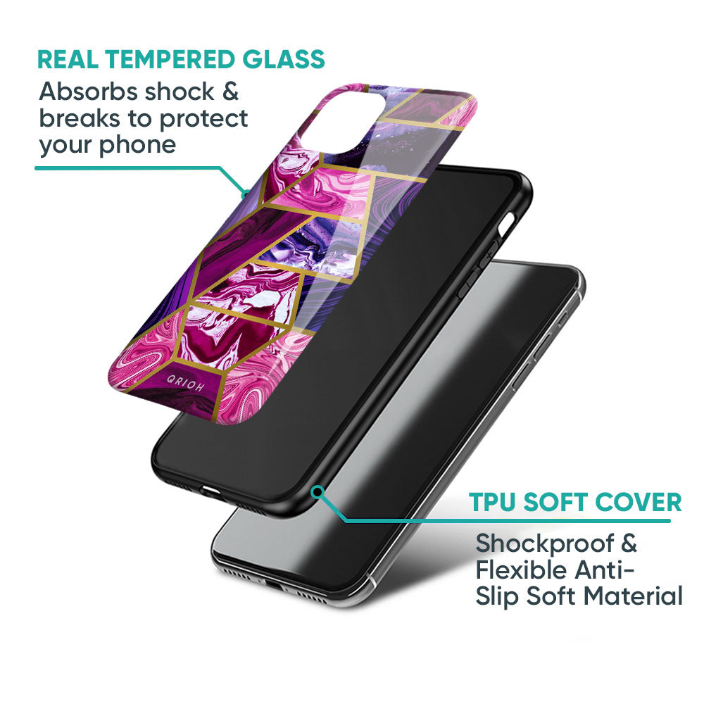 Electroplated Geometric Marble Glass Case for iPhone 17 Pro Max