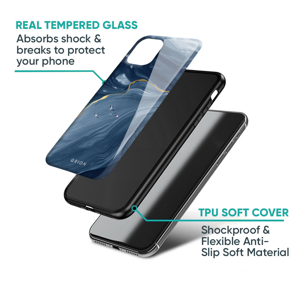 Deep Ocean Marble Glass Case for iPhone 17 Pro Max